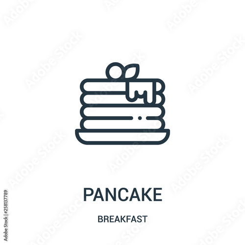 pancake icon vector from breakfast collection. Thin line pancake outline icon vector illustration.