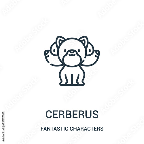 cerberus icon vector from fantastic characters collection. Thin line cerberus outline icon vector illustration. photo