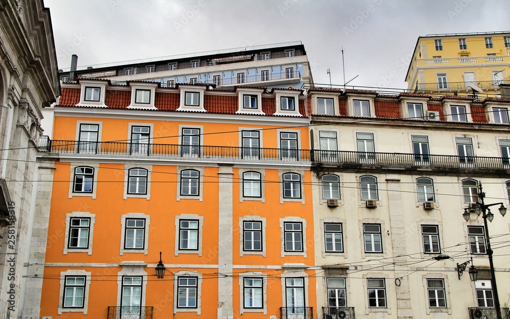 Old colorful and vintage facades in Lisbon