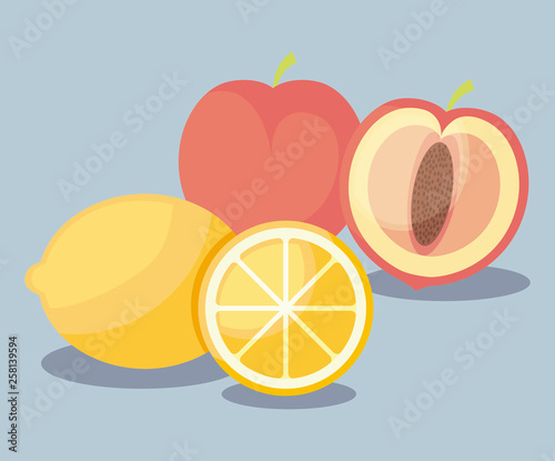 fresh oranges with peaches fruits