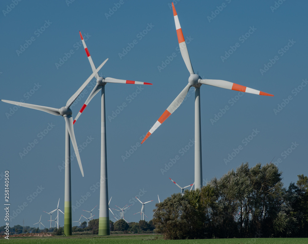 Fototapeta premium Windkraftanlagen Onshore an der Nordseeküste von Schleswig Holstein