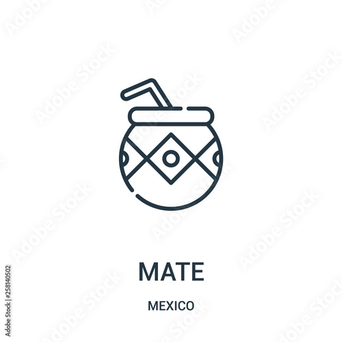 mate icon vector from mexico collection. Thin line mate outline icon vector illustration.