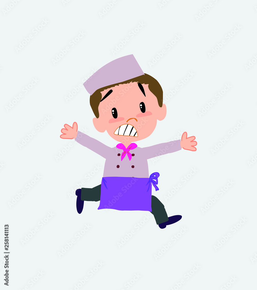 Chef running terrified. Chef running terrified.