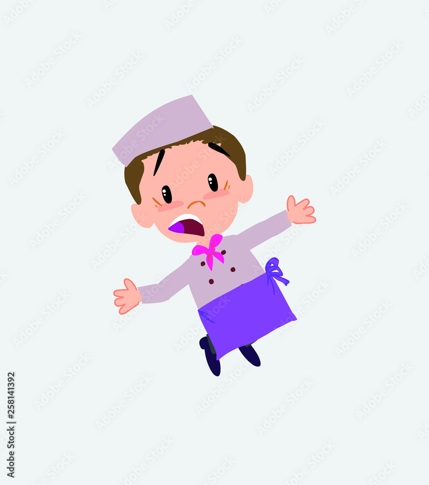 Chef jumping terrified. Chef jumping terrified.