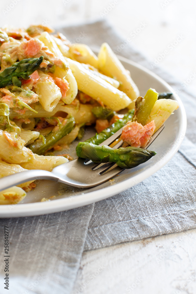 Asparagus and Salmon Penne Pasta