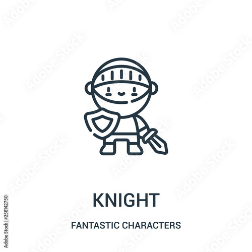 knight icon vector from fantastic characters collection. Thin line knight outline icon vector illustration.