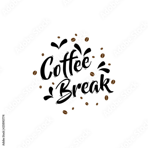 The phrase coffee break  isolated on white background - Vector