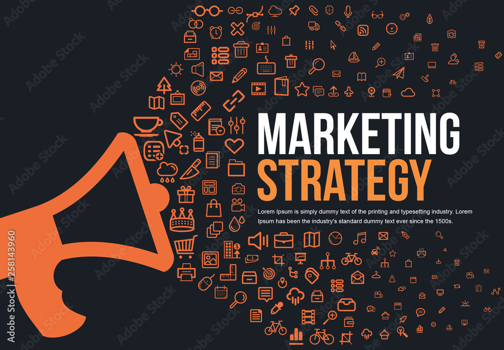 Bullhorn Infographic with Icons Stock Template Adobe Stock