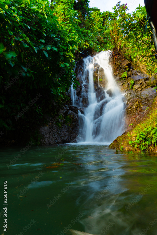 Landscape of natural waterfall in Khun Dan Prakarnchon Dam at Nakhon Nayok, Thailand