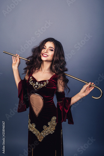 beautiful young girl dancing with a cane belly dance saidi.