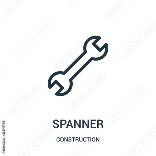 spanner icon vector from construction collection. Thin line spanner outline icon vector illustration.