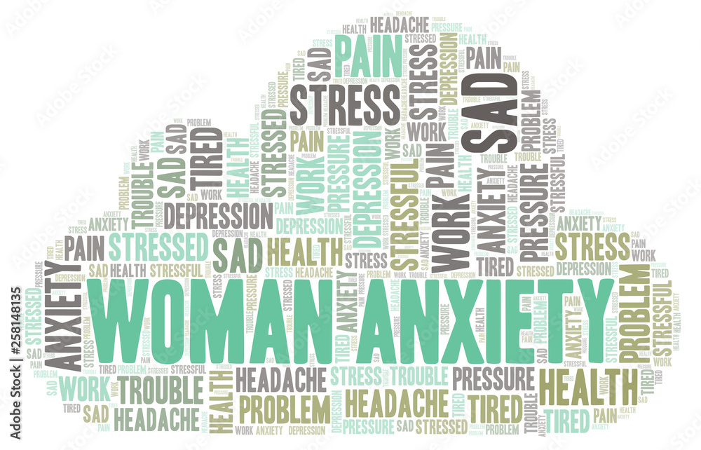 Obraz premium Woman Anxiety word cloud.
