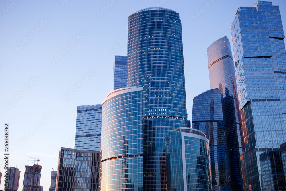Skyscrapers of Moscow city business center. Skyscrapers of Moscow city business center.