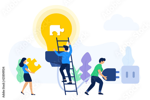 Creative teamwork seeking ideas and solutions