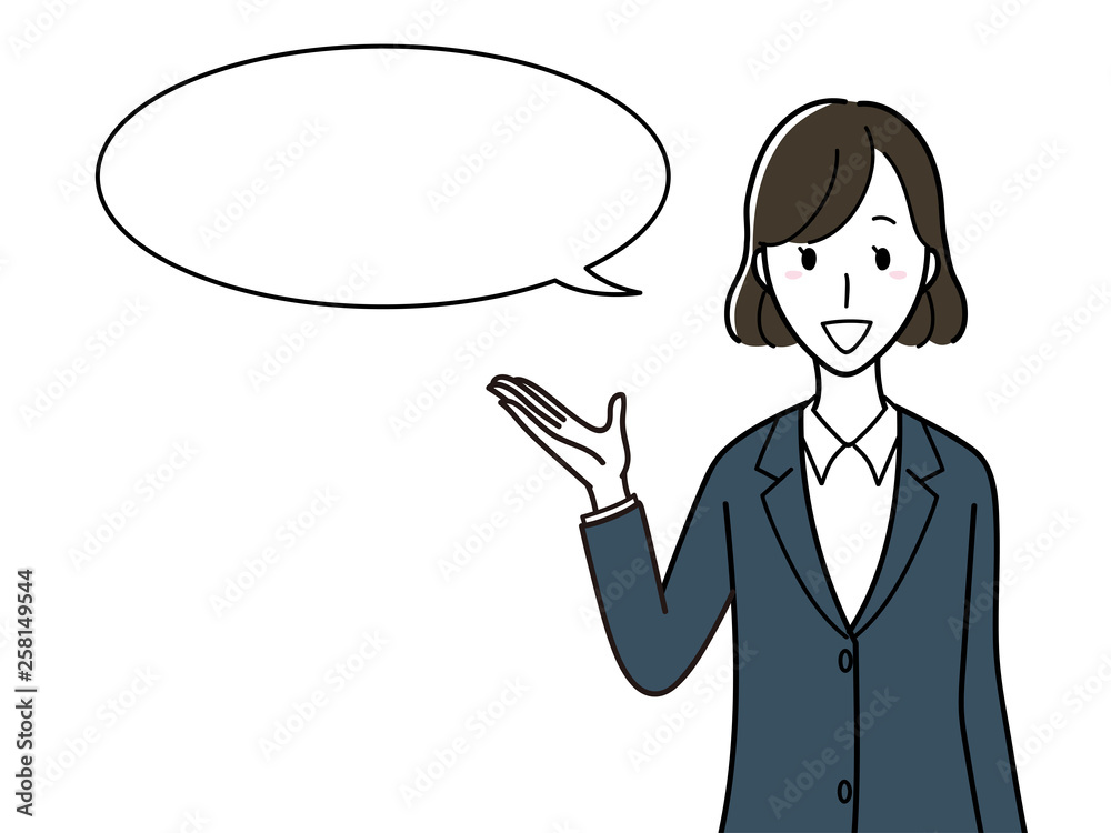セリフ付きスーツ女性 セリフ付きスーツ女性