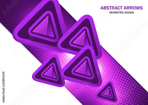 Futuristic bright glowing arrows triangles  techno background with light effects  abstract 3d technology lines on white background. Background  cover  layout  magazine  brochure  poster  website