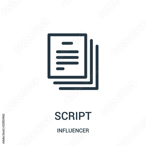 script icon vector from influencer collection. Thin line script outline icon vector illustration.