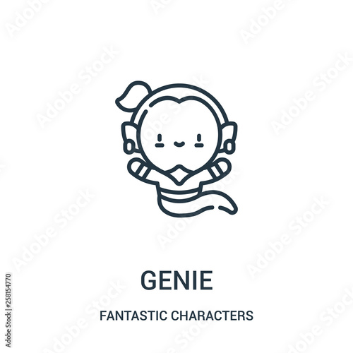 genie icon vector from fantastic characters collection. Thin line genie outline icon vector illustration.