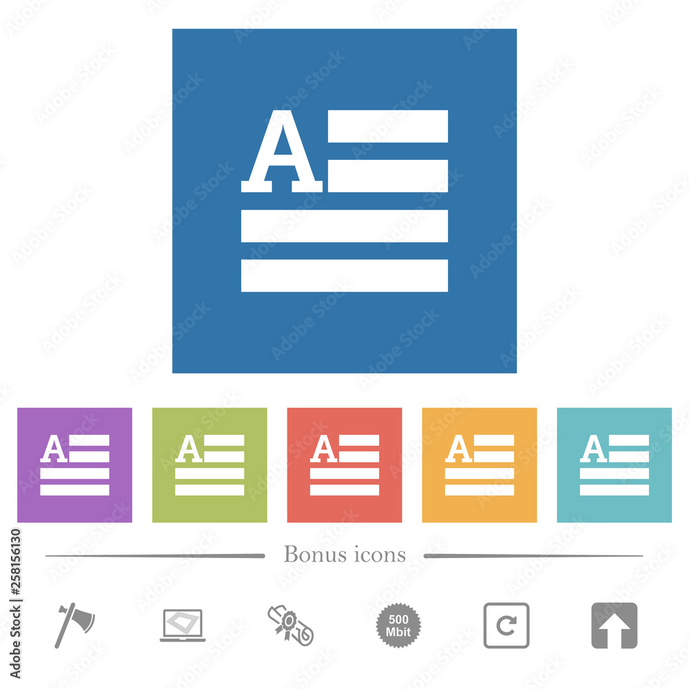 Text initials flat white icons in square backgrounds Text initials flat white icons in square backgrounds