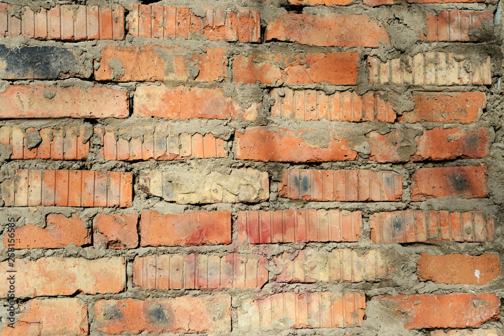 Obraz premium Old red brick wall background and texture close up