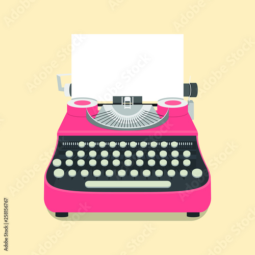 Typewriter isolated vector design illustration. Old, anique writing machine photo