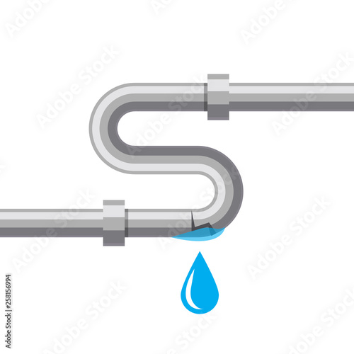Pipeline repair leakage emergency water leak vector illustration