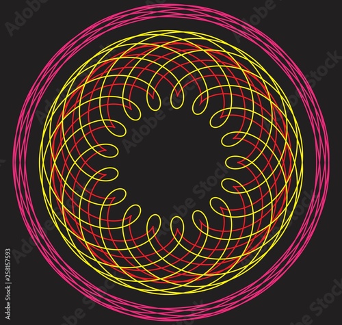 Epicyclic round vector on a black background photo