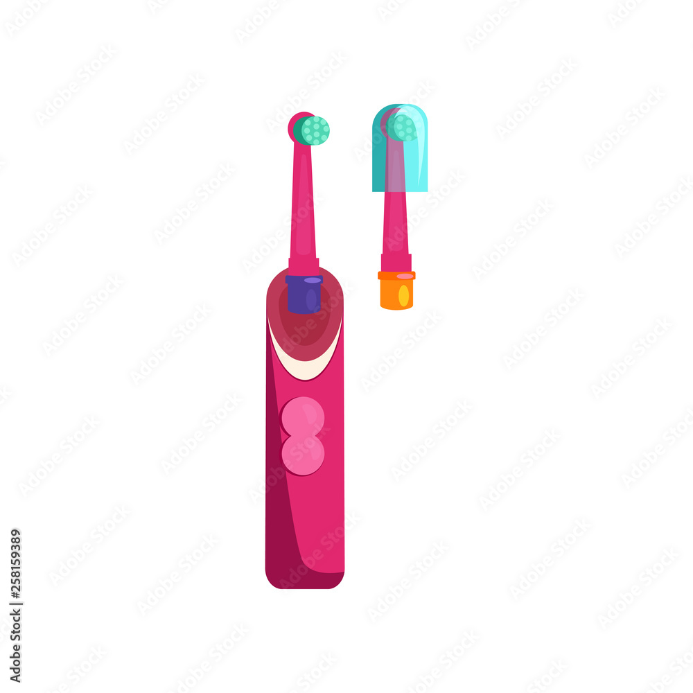 Electrical toothbrush illustration. Bathroom, hygiene, brush. Dental care concept. Vector illustration can be used for topics like stomatology, hygiene, daily routine