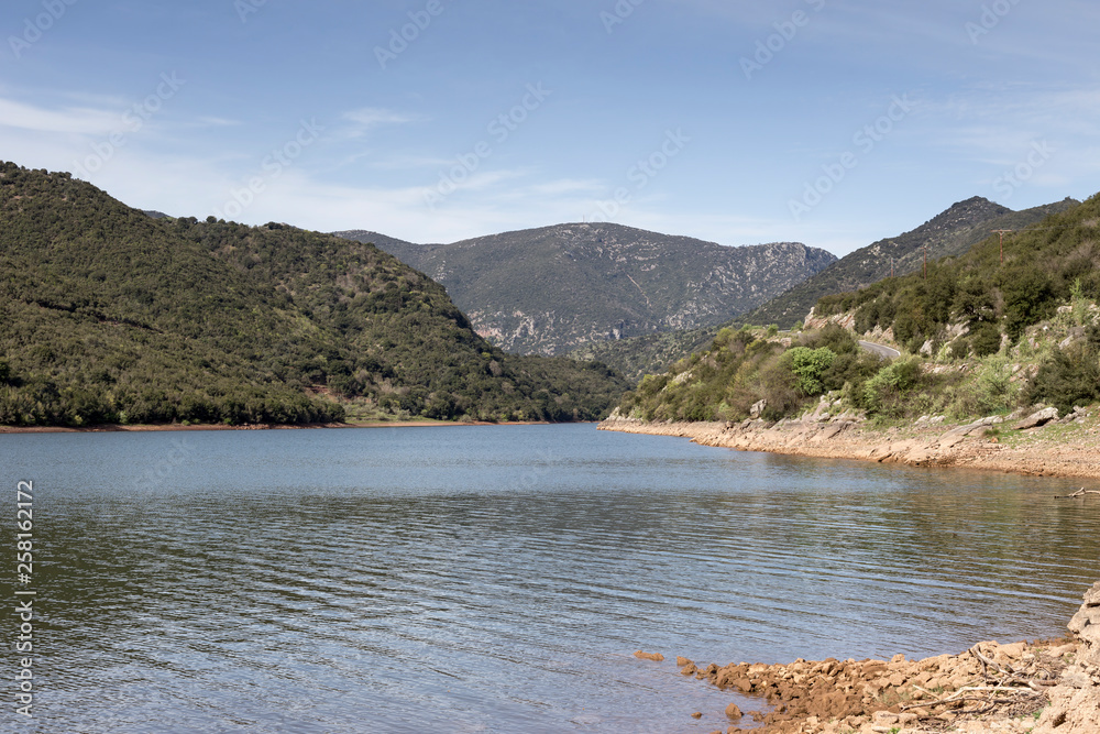 The panoramic view of mountain lake Ladonas and mountains (mountain Achaea, Peloponnese, Greece) The panoramic view of mountain lake Ladonas and mountains (mountain Achaea, Peloponnese, Greece)