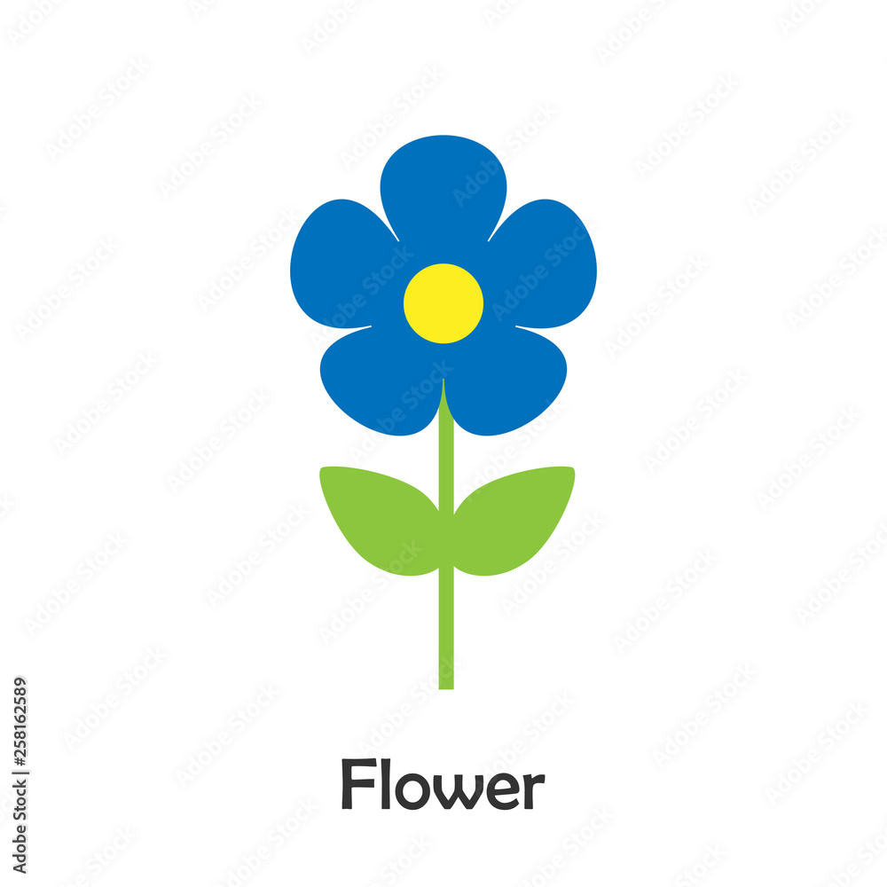 Flower in cartoon style, spring card for kid, preschool activity for children, vector illustration Flower in cartoon style, spring card for kid, preschool activity for children, vector illustration