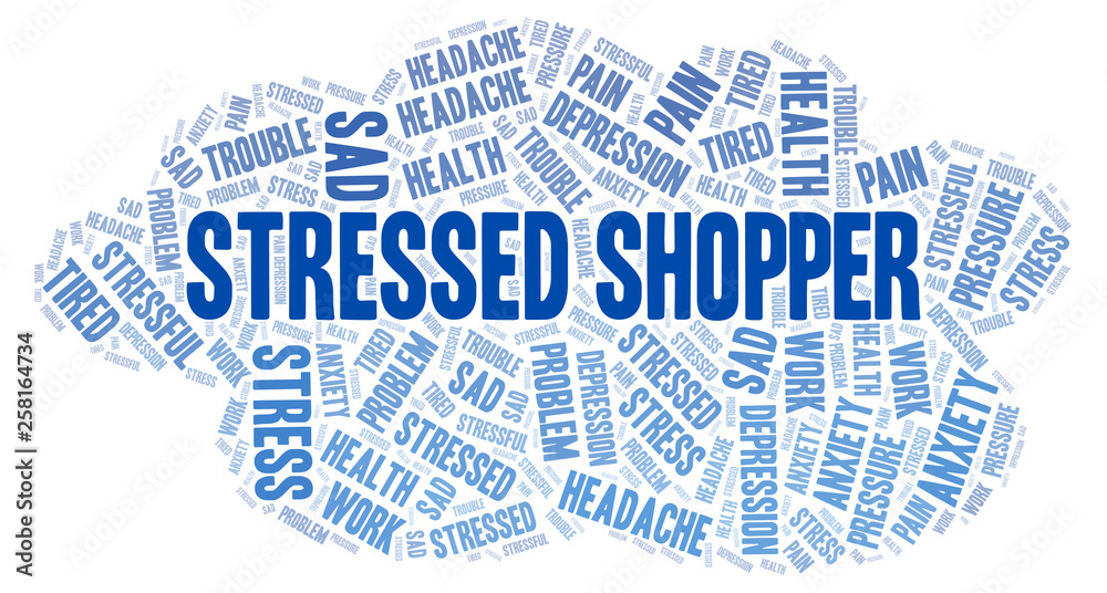 Obraz premium Stressed Shopper word cloud.
