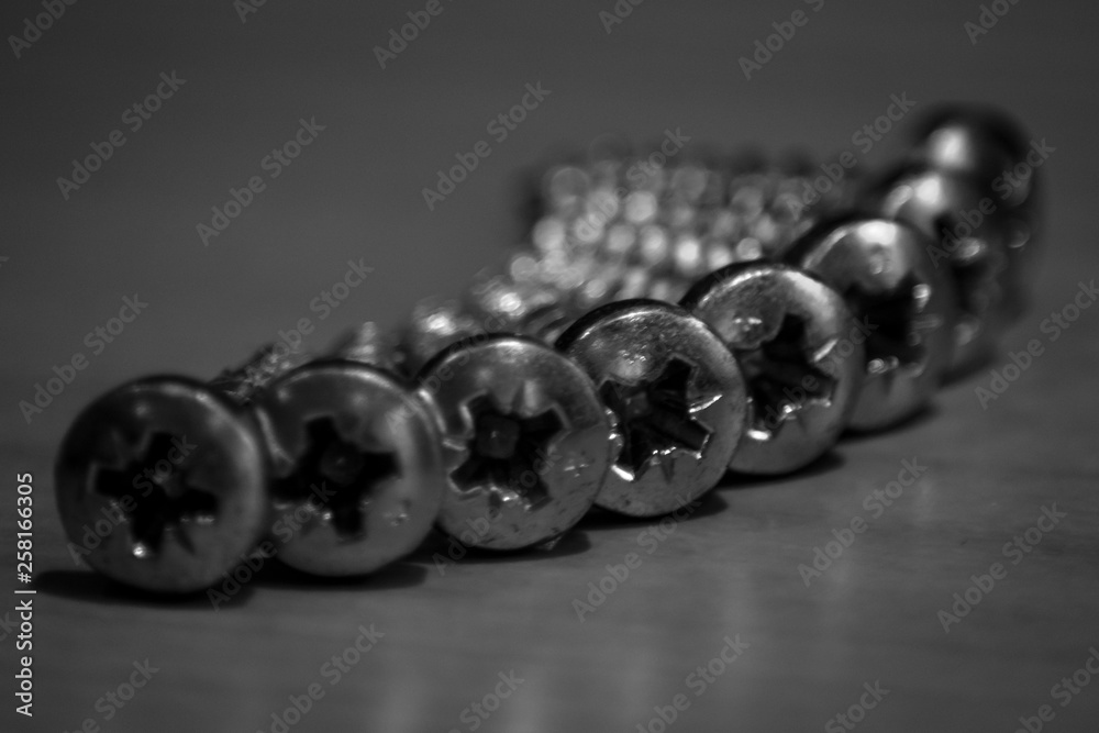 Macro of arranged screws Macro of arranged screws