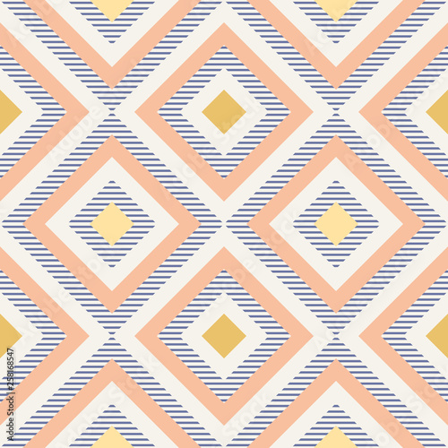 Abstract geometry in retro colors, diamond shapes geo pattern