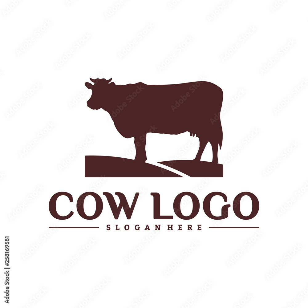 Cow Logo Design Concepts. Cow Farm Logo Template Vector. Icon Symbol