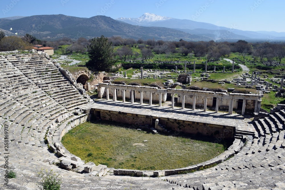 Antique theater of the ancient city Afrodisias (Aphrodisias) .Turkey	