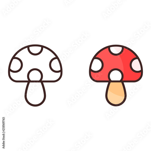 cartoon cute mushroom vector outline set