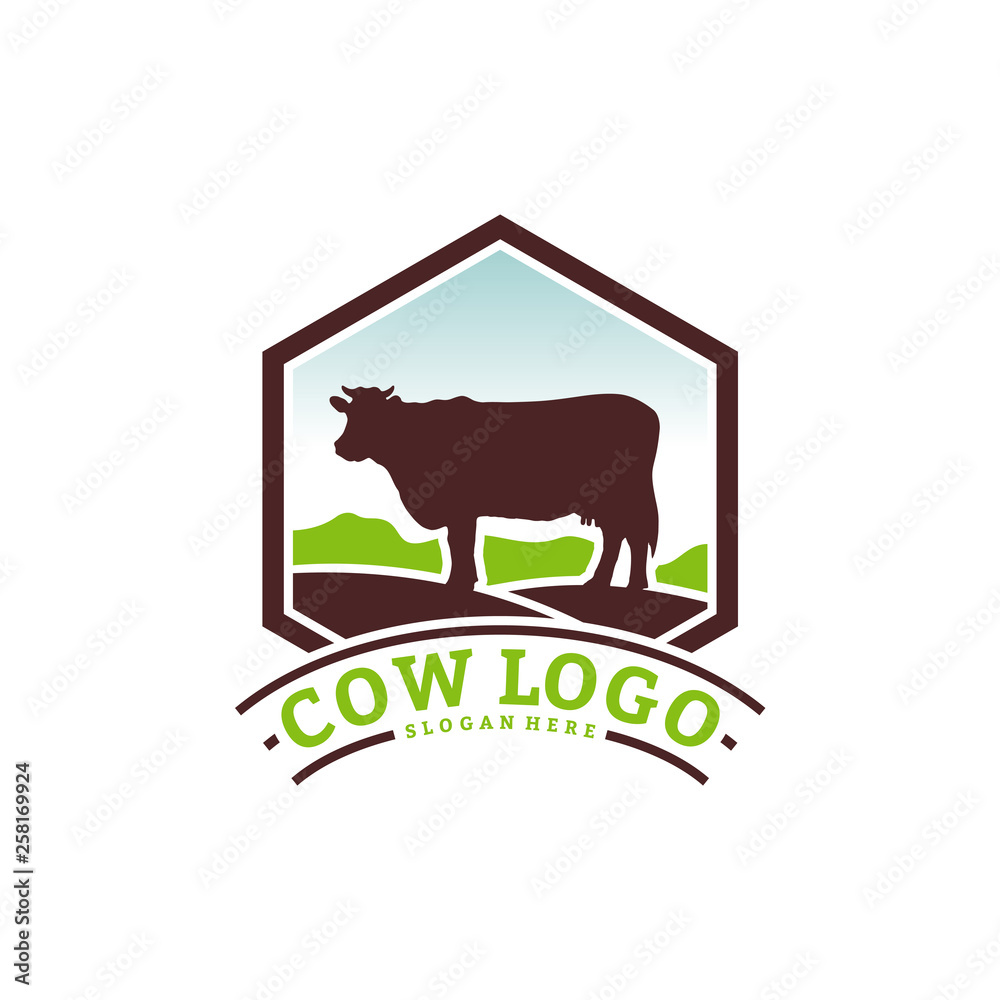 Cow Logo Design Concepts. Cow Farm Logo Template Vector. Icon Symbol