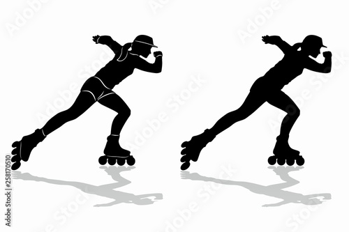 silhouette inline skater. vector draw
