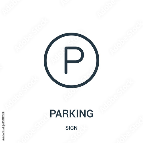 parking icon vector from sign collection. Thin line parking outline icon vector illustration.