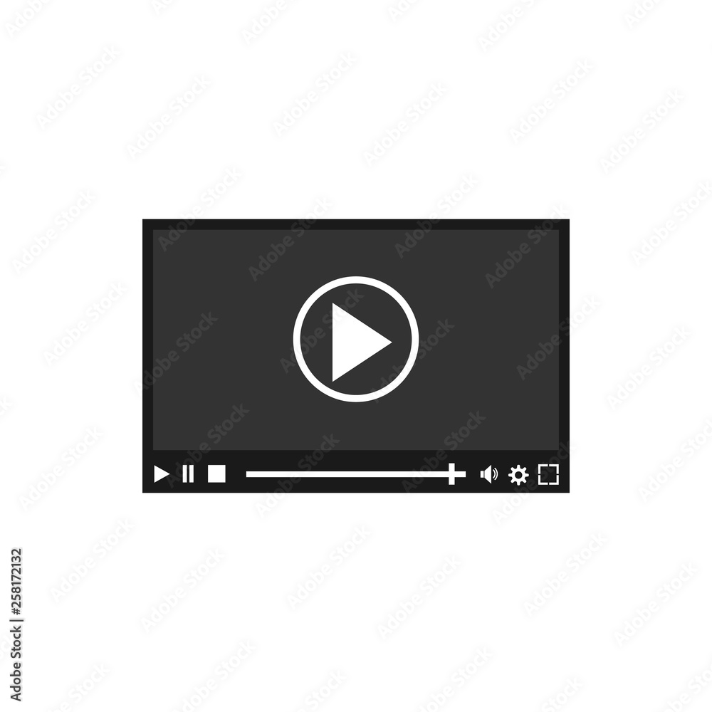 Video player icon. Vector illustration, flat design. Video player icon. Vector illustration, flat design.