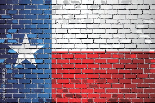 Shiny Flag of Texas on a brick wall - Illustration,  Abstract vector background