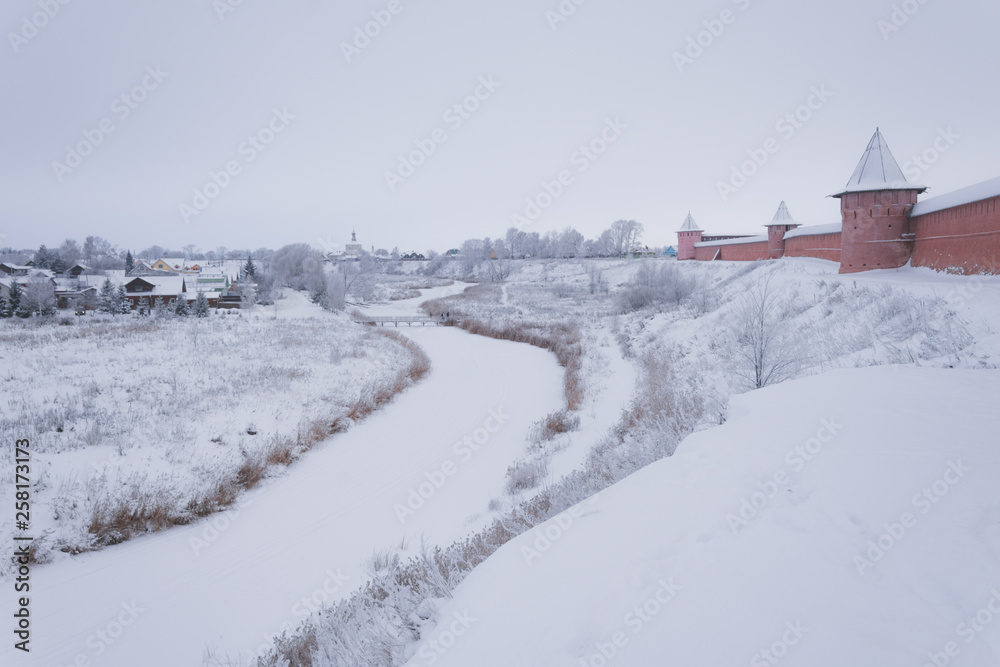 Panorama of Suzdal in the winter afternoon. Panorama of Suzdal in the winter afternoon.