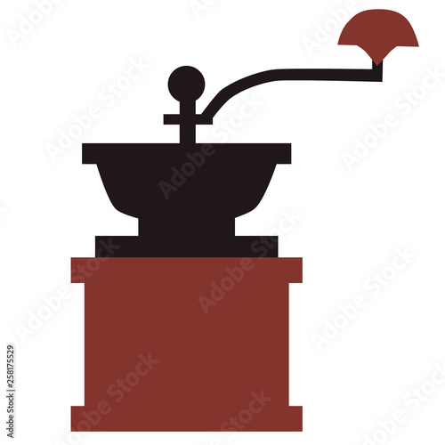 Handy coffee mill flat illustration on white