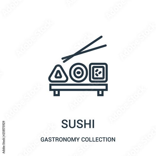 sushi icon vector from gastronomy collection collection. Thin line sushi outline icon vector illustration.