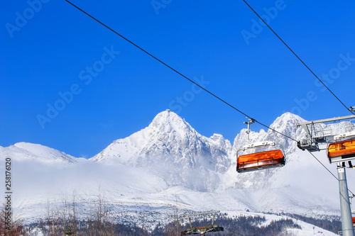 Chair lifts on the mountains