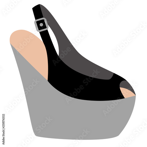 Black shoe flat illustration on white