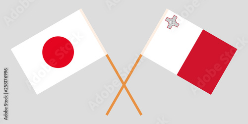 Malta and Japan. The Maltese and Japanese flags. Official colors. Correct proportion. Vector