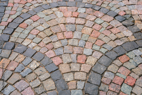 Colored cobblestone road background pattern