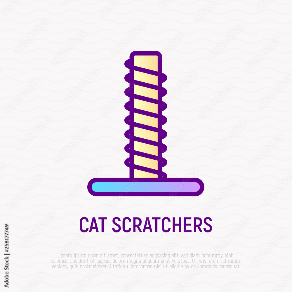 Cat scratcher thin line icon. Modern vector illustration for pet shop. Cat scratcher thin line icon. Modern vector illustration for pet shop.