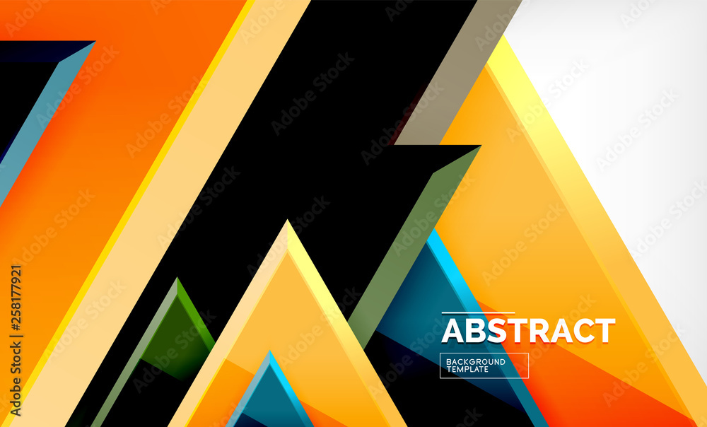 Triangular low poly background design, multicolored triangles